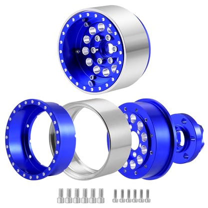 4PCS/Set 1.9" Aluminium Beadlock Wheel Tire Set with Foam Insert for 1/10th AXIAL SCX10 TRX4 Gen8 SCX10-II AXI90046,SCX10-III,D90 RC Crawler Truck Car Upgrade (Blue) - color: Blue