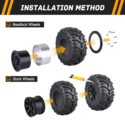 4pcs 2.2inch Crawler Tires Super Soft Rubber 128mm/5.04" Mud Tyres Foam Insert for 1/10 RC Crawler Car Axial Wraith Traxxas TRX4 Sport Redcat Everest 10