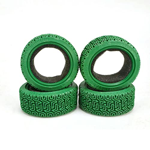 1/10 RC Car Racing Flat Run Sponge Insert Rubber Tyres 68mm Tires for 1:10 RC On Road Car Tamiya HSP HPI Kyosho RC Rally Car (Green) - color: Green