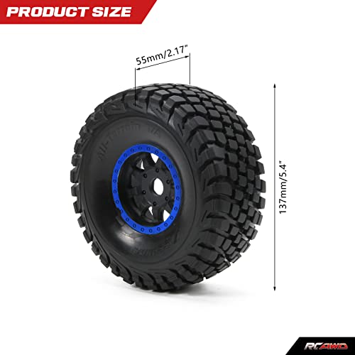 RCAWD RC Wheel Rims and Tires for 1/7 ARRMA Mojave 6S Parts & 1/7 UDR Unlimited Desert Racer 85086-4 Upgrades, Glued Nylon Wheels and Tires #8474X Blue - color: Blue