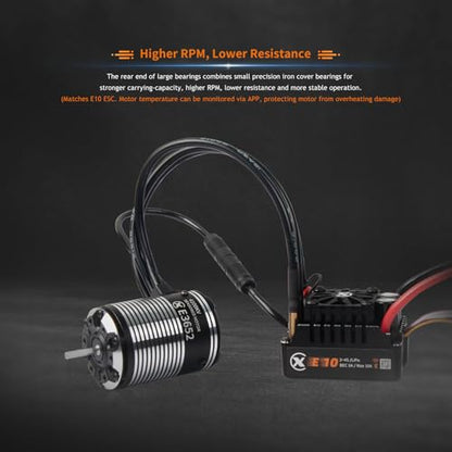 XC E3652 & E10 Sensored Brushless Motor and ESC Combo for RC Car,2-3S Lipo,IP67 Water Proof,Applicable to:1/10 On-Road,Off-Road,Short Course(Light Load) - size: 3300KV+E10 XT60