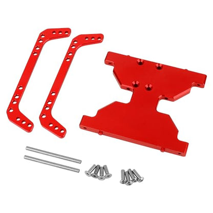 Aluminum Chassis Armors Anti-Collision Protection Skid Plate for 1/10 RC Crawler Axial Capra 1.9 Unlimited Trail Buggy UTB Currie F9 AXI03004 Metal Upgrade Parts -54163 (red) - color: Red