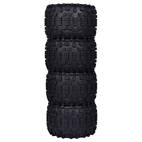 Aimrock 17mm Hex 3.8 RC Wheels and Tires Pre-glued Combo for 1/10 Traxxas Maxx Tmaxx E-Revo Revo 3.3 1/8 Arrma Kraton Outcast Notorious 6S Redcat RC Monster Truck Off-Road Car, Set of 4