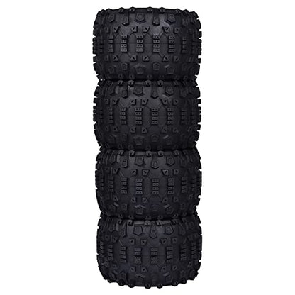 Aimrock 17mm Hex 3.8 RC Wheels and Tires Pre-glued Combo for 1/10 Traxxas Maxx Tmaxx E-Revo Revo 3.3 1/8 Arrma Kraton Outcast Notorious 6S Redcat RC Monster Truck Off-Road Car, Set of 4