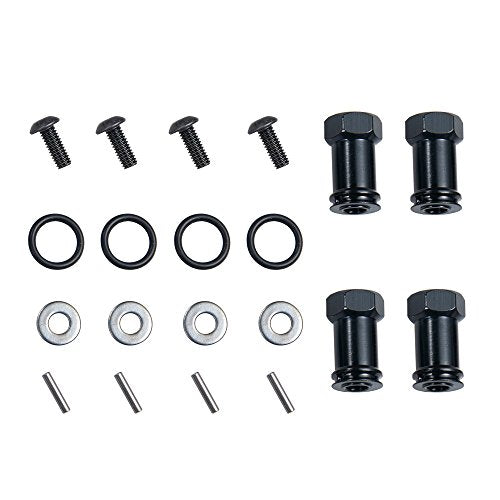 4Pcs/Set RC Hex Hub 12mm Aluminum Alloy Wheels Hex Hub 20mm Extension Black Hex Drive Adapter Longer Combiner Coupler for 1/10 RC Crawler Axial SCX10 90046 D90