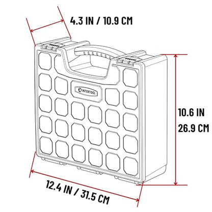INTERTOOL Hardware Organizer with 7 Deep Removable Bins - Small Parts Storage Tool Box for Nuts, Bolts, Screws, Nails - Portable Handle Transparent Lid with Locks BX08-4032 - style: 7 Removeable Bins, Deep