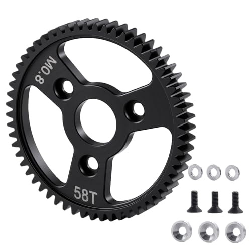 Carbon Steel 58T Spur Main Gear 32P 0.8M for 1/10 Tra-xxas Slash | Platinum Rustler Stampede 4x4 VXL 2WD Jato Rally E-REVO Summit T-Maxx - size: 58T