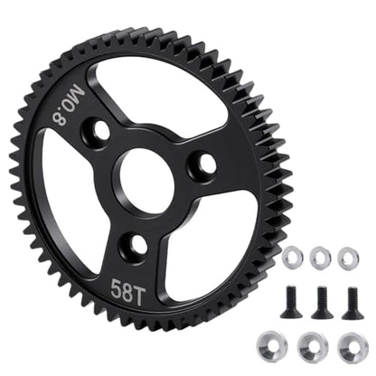 Carbon Steel 58T Spur Main Gear 32P 0.8M for 1/10 Tra-xxas Slash | Platinum Rustler Stampede 4x4 VXL 2WD Jato Rally E-REVO Summit T-Maxx - size: 58T