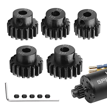 AIMROCK 5-Pack Mod 1 RC Motor Pinion Gears Set: Upgrade Parts for 1/8 RC Car 5mm Shaft Motor (15T 16T 17T 18T 19T) - size: 15T 16T 17T 18T 19T