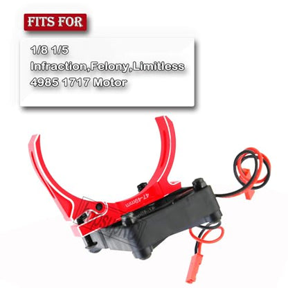 Motor Cooling Fan with 47-49mm Adjustable Mount Upgrades Part for 1/8 1/5 Infraction,Felony,Limitless,4985 1717 Motor,Aluminum 4010 High Speed Cooling Dual Fans 15000 RPM Heatsink,Red - color: Red/Cooling Fan