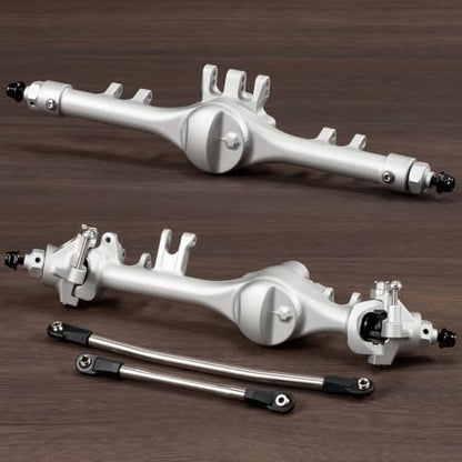 Machined Aluminum F10T Offset Straight Axle Set for 1/10 RC Crawler, Silver | With AR44 30T 8T Gear Set, 192mm Hex to Hex Width, Fits VS4-10 SCX10 II Leaf Spring Chassis - color: Clear