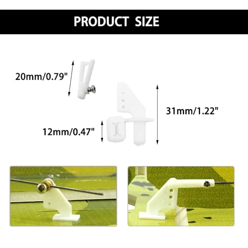 10PCS 1.2 x 200mm Pushrod with 10PCS 1.3mm Adjustable Pushrod Connector Linkage Stopper 10PCS Micro Control Horns with Clevis for RC Airplane Plane Boat DIY Model Toy Parts (10, 1.2x200mm)