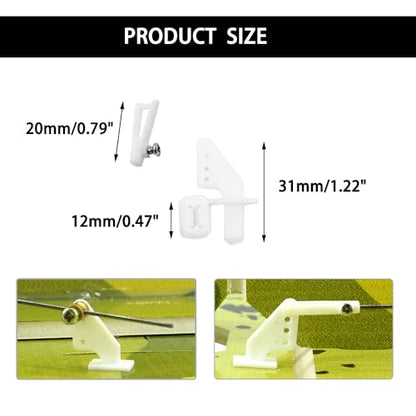 10PCS 1.2 x 200mm Pushrod with 10PCS 1.3mm Adjustable Pushrod Connector Linkage Stopper 10PCS Micro Control Horns with Clevis for RC Airplane Plane Boat DIY Model Toy Parts (10, 1.2x200mm)