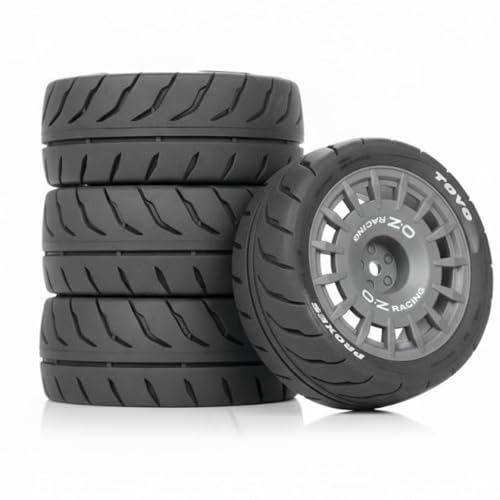 4PCS 1/10 RC Rally Tires & Rims, 68x28mm 12mm Hex Wheel Set, Fits for Traxxas Tamiya HPI WR8 1/10 Scale On-Road Car (Gray) - color: Gray