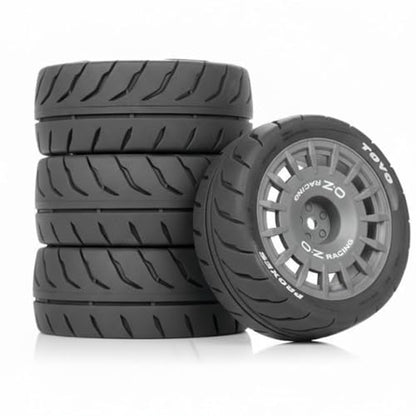 4PCS 1/10 RC Rally Tires & Rims, 68x28mm 12mm Hex Wheel Set, Fits for Traxxas Tamiya HPI WR8 1/10 Scale On-Road Car (Gray) - color: Gray