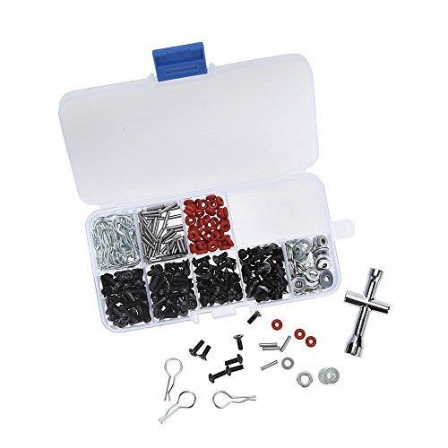 Aoresac 270Pc Machine Screws Set, Metal Material Fasteners Kit with Handy Reusable Plastic Container, Various Sizes Wrench for 1/10 HSP RC Car Tool