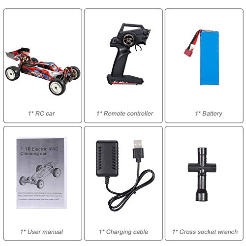 GoolRC WLtoys 104001 RC Car, 1:10 Scale 2.4GHz 4WD High Speed Racing Buggy, Aluminum Alloy Chassis, Zinc Alloy Gear, 1 Battery