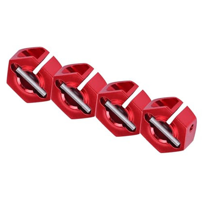 4 Pcs Universal Wheel Hex Hub Adapters,12mm Wheel Hex Mount with Pins and Screws,Wheel Hex Drive Adapters Hub RC Model Vehicle Accessory for RC Spare Part RC Car Upgrade Parts (5.0MM red) - size: 5.0MM red