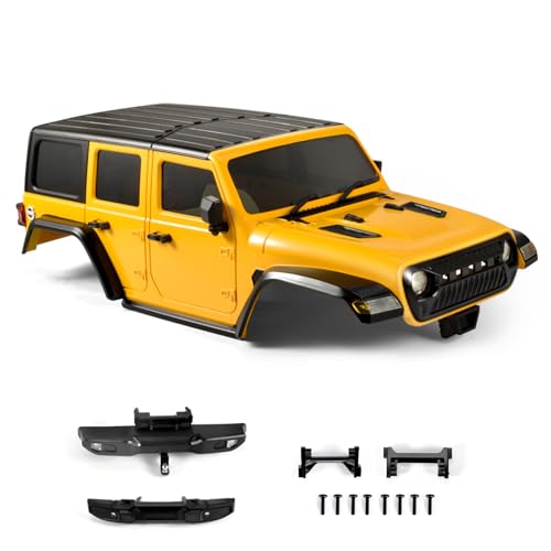 6.10in Wheelbase RC Body Shell for 1/18 ABS Hardtop Body (Yellow) | TRX4M Body with Front Rear Bumpers for TRX4M Bronco Defender Chassis - color: Yellow