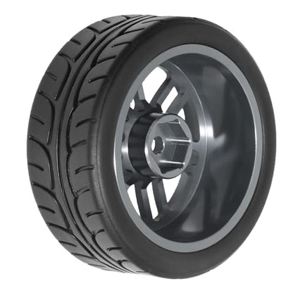 1/10 On Road Tires and Aluminum Wheels 12mm Hex RC Rally Racing Tyres OD 2.56" for Tamiya TT01 TT02 XV01 TA06 A959 PTG2 HPI KYOSHO PTG2 Traxxas 1:10 Street Touring Drift Car (Titanium) - color: Titanium