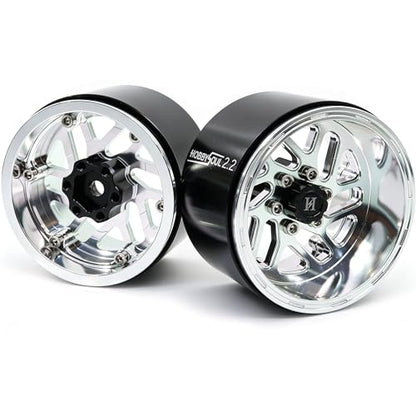 2.2 Beadlock Wheels 4-Pack For 1/10 RC Crawler SCX10 TRX4 Capra | -11mm negative offset,40mm wide aluminum wheel silver color rims with 12mm hex hub,for 1/10 RC crawler vehicles Upgrades - color: Silver