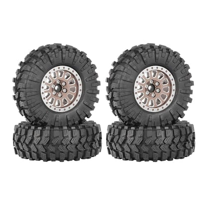4PCS 1.3" Aluminum Alloy Beadlock Wheel Rims All-Terrain Tyre 70mm Rubber Tires Set with 5mm & 7mm Hex for 1/12 1/14 1/18 1/24 RC Rock Crawler Car Upgrade Parts (C-Brown) - color: C-brown