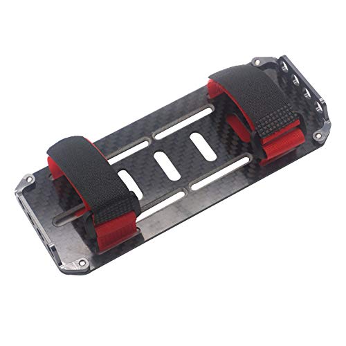 ShareGoo RC Car Battery Plate,Carbon Fiber Mounting Board with Strap Tie Compatible with Traxxas HSP Redcat RC4WD Axial SCX10 D90 HPI Tamiya CC01 1/10 RC Car Crawler