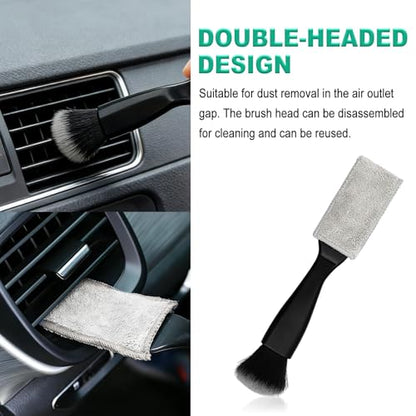 Car Detailing Cleaning Kit, 6PCS Auto Interior Cleaning Tools with Boars Hair Detail Brushes, Cleaning Gel, Double-Head Vent Brush for Car Truck SUV Interior Care