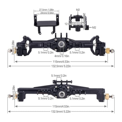 +10mm Diamond CNC Portal Axles with Lay Down Servo Mount & Links for 1/18 RC Crawler TRX4M Axle Upgrade Parts (Black-1Set) - color: Black-1set