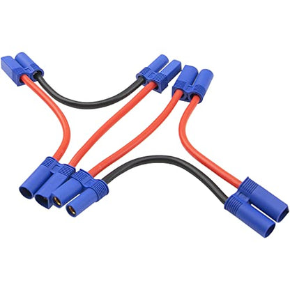 2Pcs HIRCQOO RC Car Serial Series Cable Adapter Compatible with XT90 Large Tamiya Traxxas EC5 XT60 EC3 T Plug for RC Truck Boat Lipo Battery ESC (EC5 Plug) - style: EC5 Plug