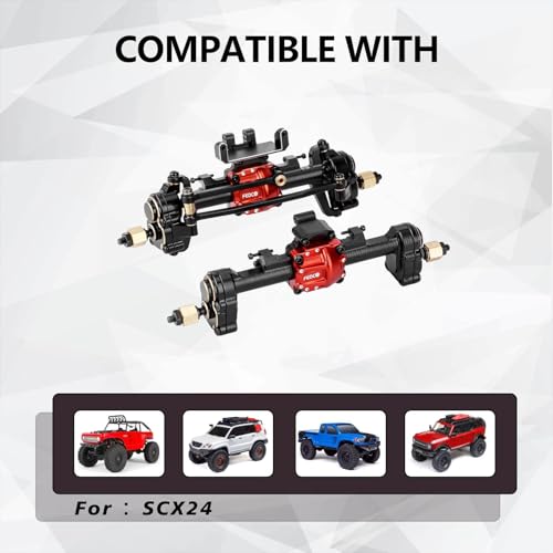 SCX24 Portal Axles Differential +10 MM Extended Axles | High Clearance Axles with Diff Locker for Axial AX24 SCX24 Upgrade Parts 1/24 RC Crawler