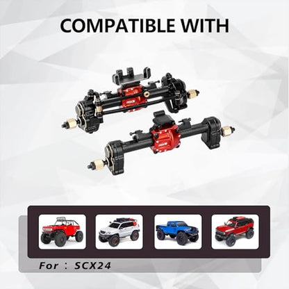 SCX24 Portal Axles Differential +10 MM Extended Axles | High Clearance Axles with Diff Locker for Axial AX24 SCX24 Upgrade Parts 1/24 RC Crawler
