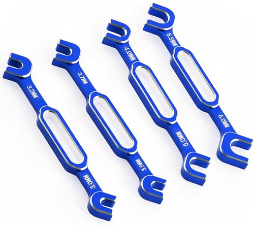 4PCS RC Wrench 3.0/3.2/3.5/3.7/4.0/5.0/5.5/6.0mm Turnbuckle Nut Ball Joint Remover Aluminum Alloy RC Car Repair Tool For RC Crawler Monster Truck Off Road Car Drone Boat Upgrade Parts, Blue - color: Blue