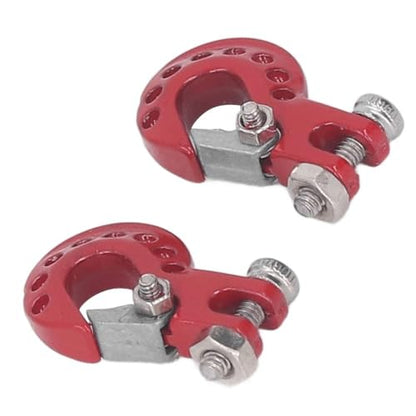 RC Car Tow Hook and Trailer Chain Set, Metal Recovery Style Scale Accessory for 1/10 RC Crawler SCX10 D90 D110 TF2 TRX4 - color: Red