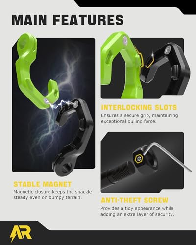 D Ring Shackles, 3/4" Separate Shackles with 7/8" Pin, Heavy Duty Recovery Shackle 57320lbs Break Strength, 4x4 Off-Road Recovery Towing Winch Shackles for Trucks, Black Green 2-Pack - color: Black Green