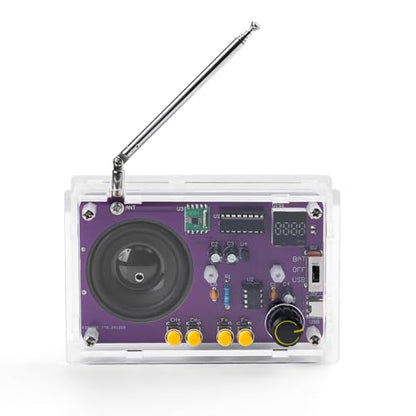 Radio with 2inch Speaker and Acrylic Case, DIY FM Radio Soldering Project, Electronic Soldering Practice Kit for High School STEM Education