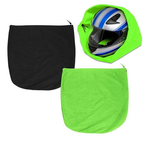 Motorcycle Helmet Bag, Electric Bike Helmet Storage Bag, Large Capacity Motorcycle Helmet Drawstring Bag for Football Hockey Ski Riding Racing Snowmobile Bicycle Bike (Black+Green/2PCS) - color: Black+Green/2PCS