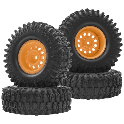 RC 1/10 1.9" Rubber Tires OD 108mm & 12mm Hex Hub Wheel Rims Compatible with Axial SCX10 90046 AXI03007 Traxxas TRX4 Tamiya CC01 D90 TF2 HSP 1/10 RC Crawler Car (Brown) - color: Brown