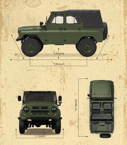 ARRIS WPL C94 UAZ-469 1/12 RC Rock Crawler 4WD Military Truck RTR | Realistic Military Body, Proportional Steering, Off-Road Suspension, Hobby Grade - color: Wpl C94 Army Green