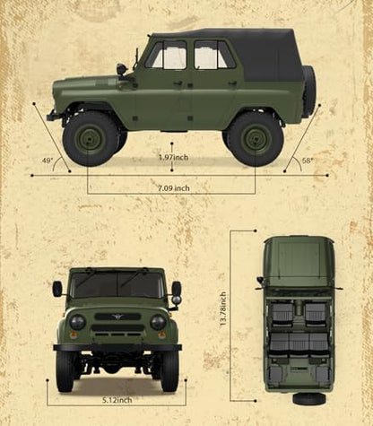 ARRIS WPL C94 UAZ-469 1/12 RC Rock Crawler 4WD Military Truck RTR | Realistic Military Body, Proportional Steering, Off-Road Suspension, Hobby Grade - color: Wpl C94 Army Green