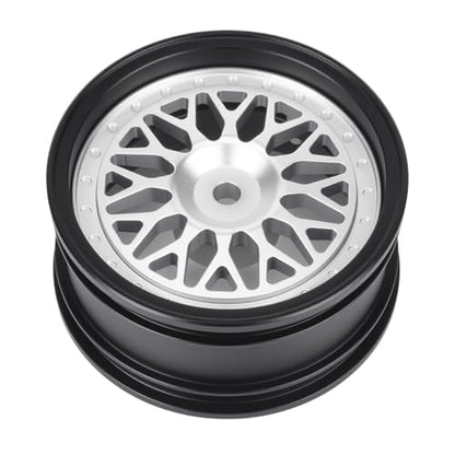 4pcs RC 1/10 Aluminum On Road Wheel Rims Hex 12mm Adjustable Offset for 1:10 RC On Road Drift Touring Street Car (Black & Silver) - color: Black & Silver