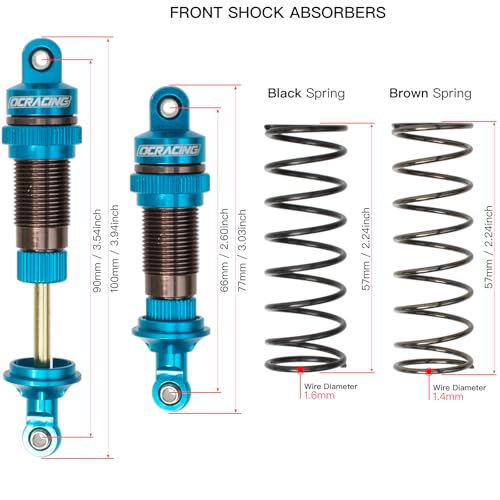 RC Car Oil Shocks Front & Rear Shock Absorber Damper Set for 1/10 TRX Slash 2WD / Hoss/Rustler 4X4 VXL/Slash 4X4 / Bandit/Ford/Stampede Replacement Parts #5862 (Blue)