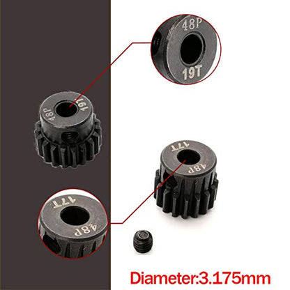 48P Pinion Gear Set 16T 17T 18T 19T 3.175mm 48 Pitch Pinion Gear Set 1/10 RC