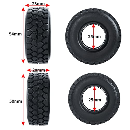 RCLIONS 4pcs Rubber Micro 1" RC Wheel Tyres Tires with Foam Insert for All 1/24 Axial SCX24 AXI00001,AXI00002,AXI90081 Deadbolt RC Crawler Truck Car (50mm) - size: 50mm