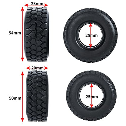 RCLIONS 4pcs Rubber Micro 1" RC Wheel Tyres Tires with Foam Insert for All 1/24 Axial SCX24 Deadbolt JLU Dodge Gladiator RC Crawler Truck Car (54mm) - size: 54mm