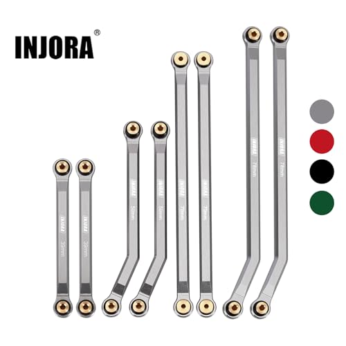 INJORA High Clearance Front 4 Links Set for SCX24 Gladiator Dodge Power Wagon 1/24 RC Crawler Car Axial, 8PCS (Grey) - color: Grey