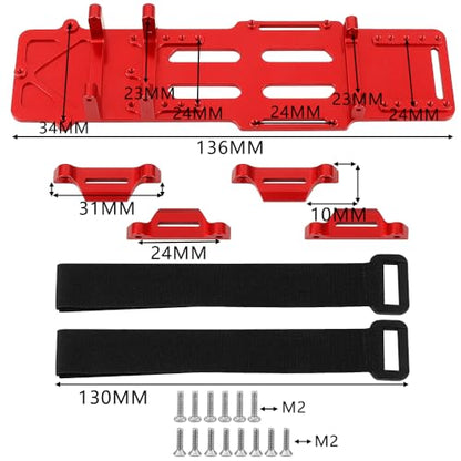Aluminum Alloy Battery Holder/ESC/Receiver Bracket for LOSI 1/18 Mini LMT 4X4 Brushed Monster Truck Metal Upgarded RC Parts (red)
