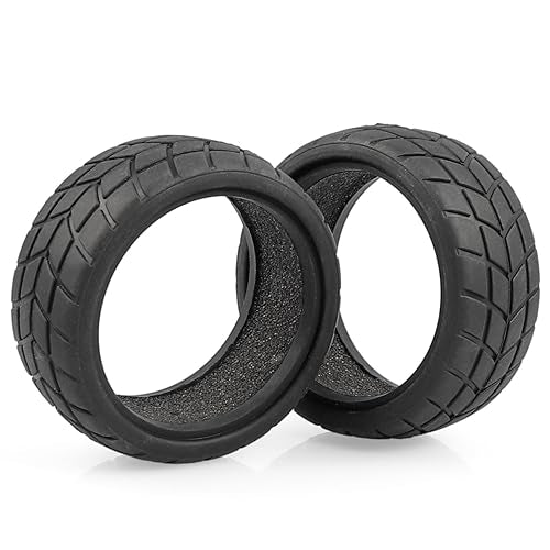AIMROCK RC On Road Car Tires, 64mm Rubber Tyres for 1/10 1/12 Traxxas Tamiya TT01 TT02 HSP Wltoys HPI KYOSHO Car, Pack of 4