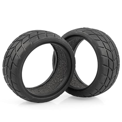 AIMROCK RC On Road Car Tires, 64mm Rubber Tyres for 1/10 1/12 Traxxas Tamiya TT01 TT02 HSP Wltoys HPI KYOSHO Car, Pack of 4