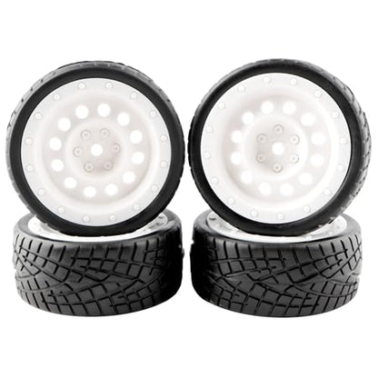 1/10 Scale OD2.55 RC On Road Touring Racing Tires 12mm Hub Wheel Hex Compatible with Traxxas 4 Tec 2.0 Tamiya TT01 XV01 Kyosho WR8 Sakura WLtoys HPI 1/10 Arrma Grom RC Cars(White) - color: White-2